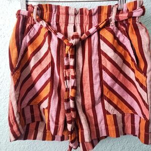 Anthropologie cotton stripe side pockets coastal summer shorts